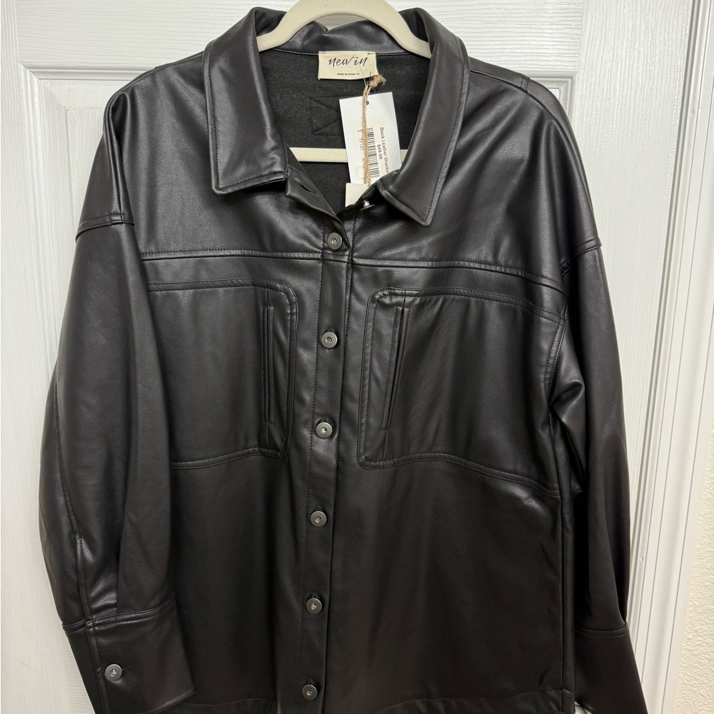 New In Black Leather Jacket